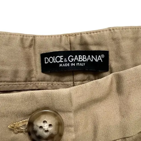 Dolce & Gabbana Flat Front Straight Leg Pants Trousers Tan Casual Size 42