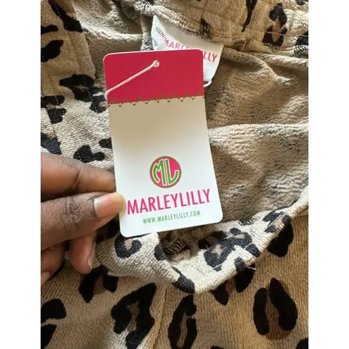 MarleyLilly Terry Lounge Shorts Leopard Print Elastic Waist Casual XL NWT