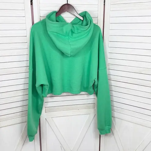 Savage X Fenty Essential Fleece Scope Logo Cropped Hoodie Sweatshirt Green XL