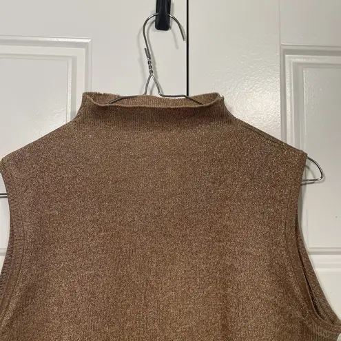 Joseph A Womens Sleeveless Size XL Gold Silk Metallic Knit Party
