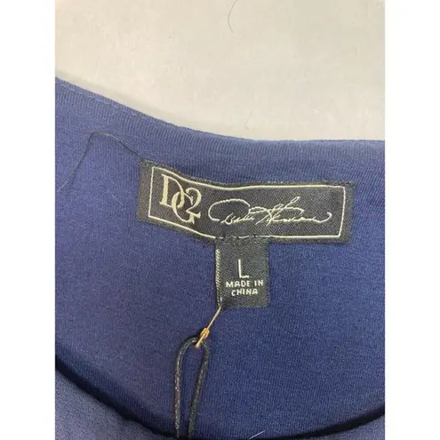 Diane Gilman -New DG2 Sleeveless Pleated Overlay Blouse Womens Plus L Navy Blue