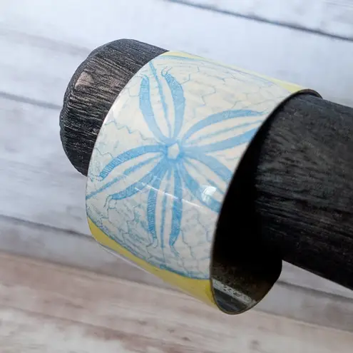 Vintage Two's Company Cuff Bracelet Sand Dollar Blue Yellow