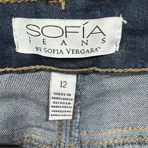Sofia Vergara Rosa Curvy Ankle Dark Wash Denim Ripped Hem High Waisted Jeans