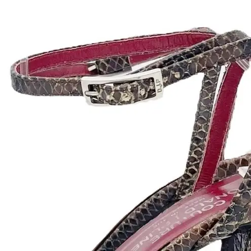 Vintage Donald J Pliner Couture Snakeskin Ankle Wrap Strappy Sandals Size 8.5 Black