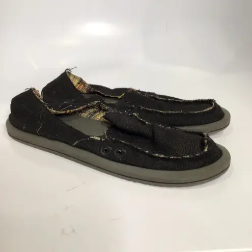 Sanuk  Donna hemp cotton slip on shoes loafers black womens size 8 casual beach