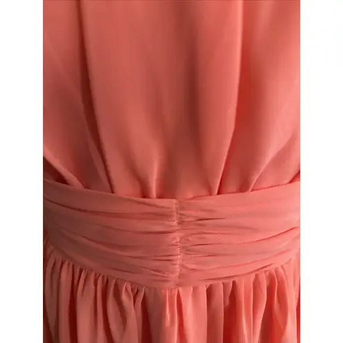 Coral Formal Dress Spaghetti Straps Zip In Back With Earrings Size 14