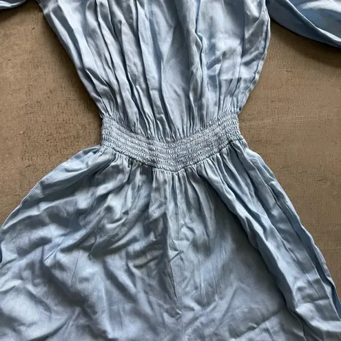 Women's Smocked Off the Shoulder One Piece Jumpsuit / denim light wash / small Blue