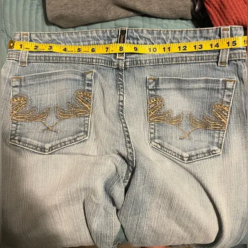 Twenty X Houston Lowest Rise Wide Leg Boot Cut Jeans 32 Western Cowgirl Denim Blue