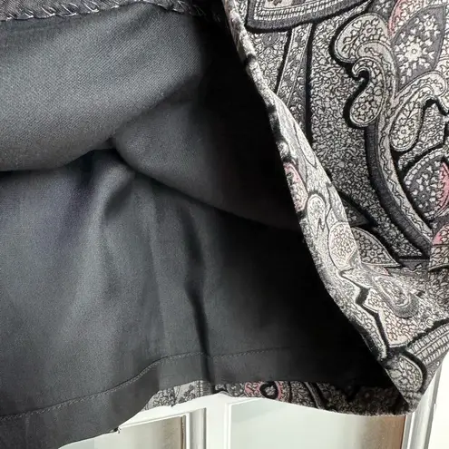 Susan Bristol Vintage Velvet Burnout Black & Pink Paisley Pencil Skirt Size 8 M