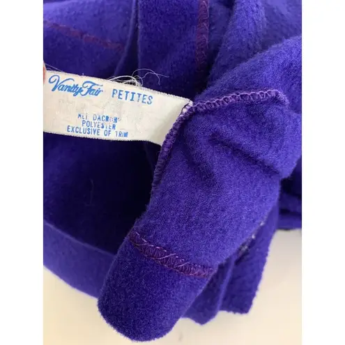 Vanity Fair Vintage Lounge Robe Fringe Embroidered Floral Full Length Purple