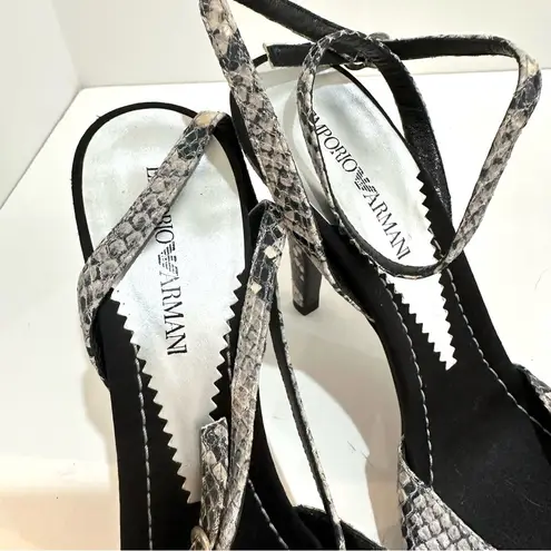 Emporio Armani  Python Strappy Heels - Size 40/US Size 10