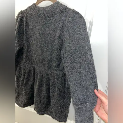 BCBGMAXAZRIA Wool Angora ButtonFront Peplum Cardigan Quiet Luxury Classic Chic M