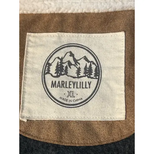 Marley Lilly Snap Button Fleece Pullover Gray Black Brown Colorblock Size XL