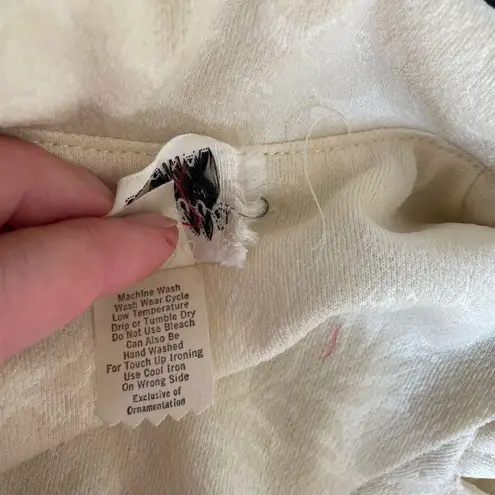 Vintage 70s Off White Cream Maxi Dress Point Collar Blazer Floral Jaquard Size M