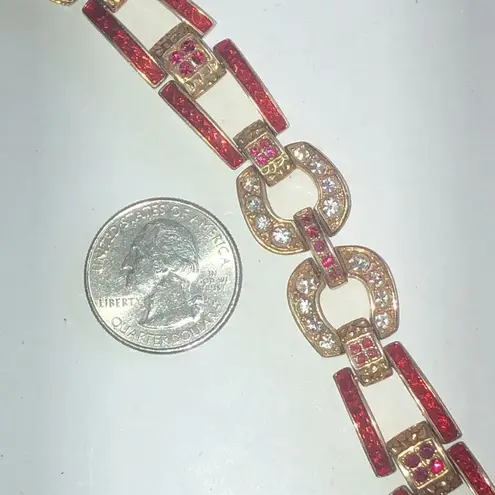 Camrose & Kross JBK Jackie Kennedy Equestrian Red Enamel CZ Rhinestone Bracelet