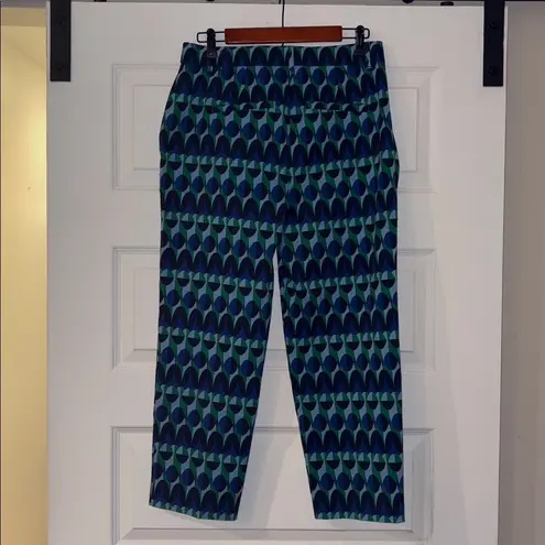 Boden Kew Blue Abstract Illusion Print Trousers, NWT. Size 8P