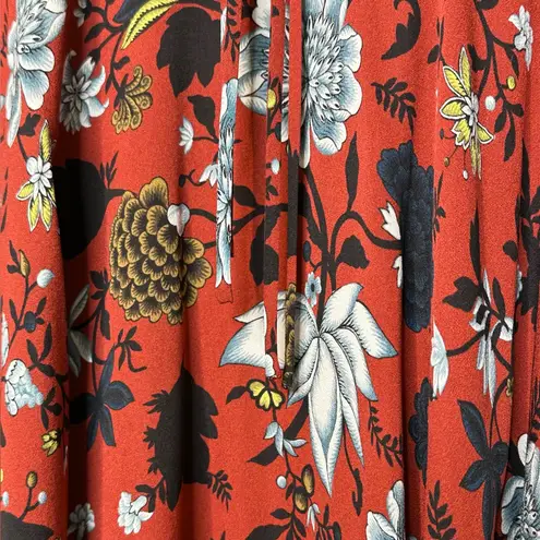 ALC Frank A.L.C. Sosta Burgundy Wine Red Floral Silk Tie-Front Mini Dress Size 4