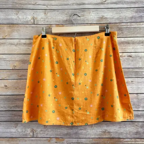 Abound  Orange Floral Linen Blend Mini Skirt Size Large NWT