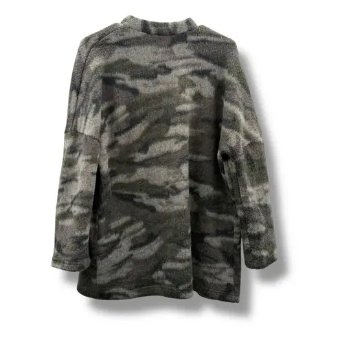 Nanavatee Green Camo Long Sleeve Open Knit Fuzzy Soft Cardigan Sz S/M