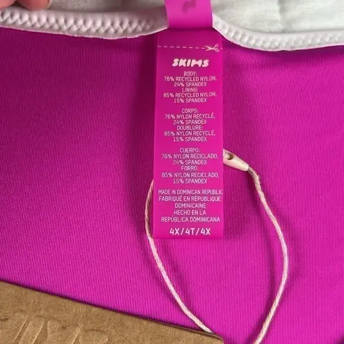 SKIMS Sporty Zipper Swim Dipped Tanga Bikini Bottoms in Hibiscus Pink Size 4X