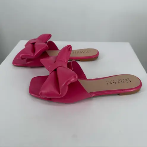 Journee Collection Fayre Slip On Flat Bow Sandals size 9 Slides Puffy NWOT