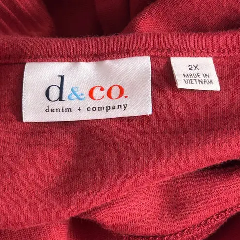 Denim And Co Womans Cardigan Size 2X Maroon Wine Autumn Fall Warm Comfy Cozy Red