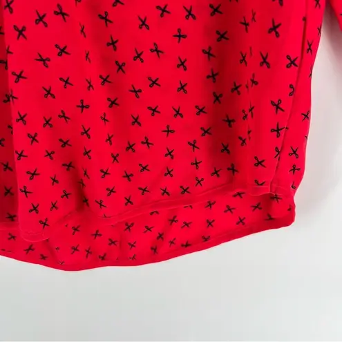 VERO MODA Vero Moda Novelty Print Scissors Lightweight Chiffon V-Neck Top Hair Salon