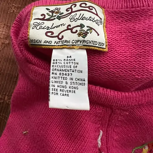 heirloom collectibles VTG. 2001 Embroidered Butterfly Sweater Cardigan. Sz. M