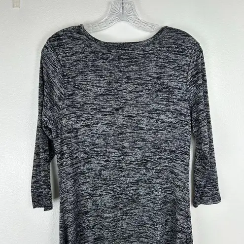 Soma 3/4 Sleeve Cowl Neck Maxi Dress Black Gray Side Slit Stretch Size Small