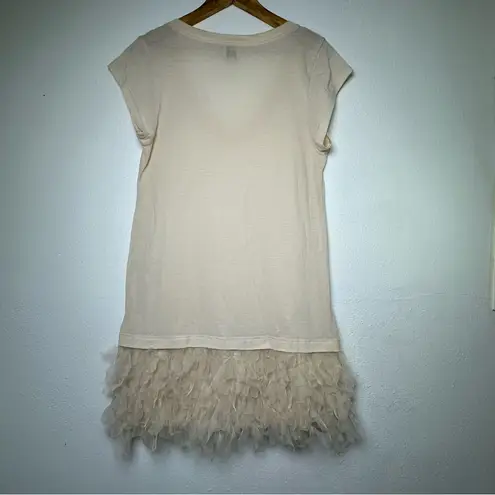 Haute Hippie 100% Cotton T-shirt Dress with Tulle Petal Ruffle Skirt