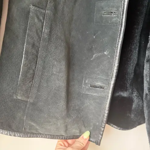 Vintage Adler Colelction Black Leather & Faux Fur Lined Jackets M Size M