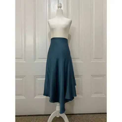 LANE JT Victorious Silk Midi Skirt + Backscarf Top (NWT) in Royal Blue (MEDIUM)