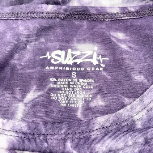 NEW Suzzi Womens S Tank Top Bohemian Tie Dye Purple White Fringe Summer