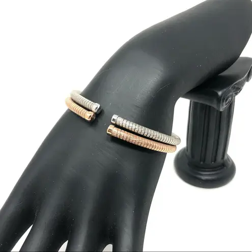 Sterling Silver minimalist textured cuff set, made in Italy - NWOT