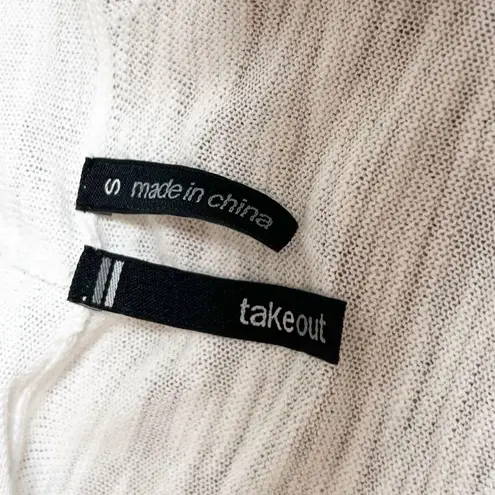 Take Out Short Sleeve Knit Cropped Open Cardigan Sweater Lightweight White Small