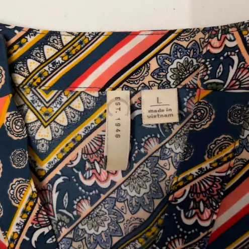 Est 1946 Boho Geo V Neck Blouse Black Size L