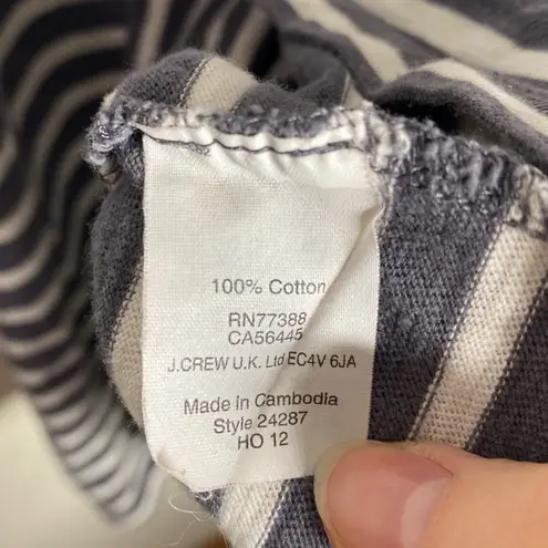 J Crew Factory striped cotton Crewneck long sleeve zip back t