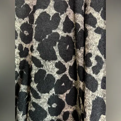 Adora Greige Leopard Animal Print Gauzy Open Front Waterfall Hem Cardigan M Gray Size M