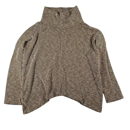 Clara Sun Woo Sweater Womens Medium Turtleneck Ribbed Stretch Pullover USA Made Brown