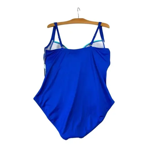 NWT Sonnet Shores Blue Ombre Women's Swimsuit Molded Cups Tummy Panel size 24w