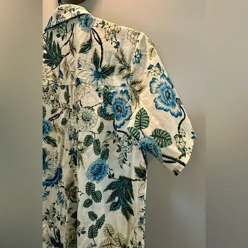 Anthropologie DRA Los Angeles Floral button up jumpsuit Pocket detail Fits M/L Blue Size undefined