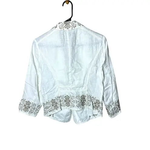 INC International Concepts Blazer Women’s White Linen Embroidery 2P Size undefined