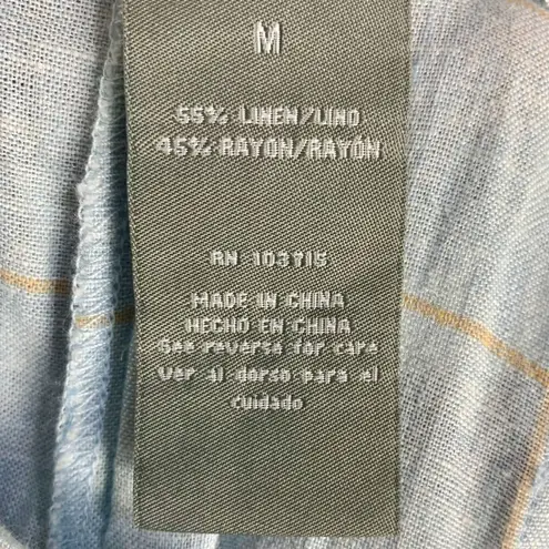 Sharagano Linen Blend Blue Casual Pull On Pants Size M Resort Cruise Lagenlook