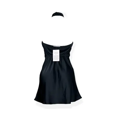 BHLDN Ruby High Shine Satin Halter Mini Dress, Black, Small