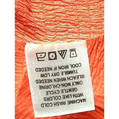 Adrienne Vittadini Coral Red Button Short Sleeve Tie Front Chic Retro Blouse XL