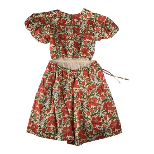 &merci &merci women's large Floral Dress open back Red white cream bridal garden sun