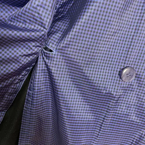 Amanda Smith Vintage Trench Coat Petite 6 Gingham Purple Black Women Jacket Belt