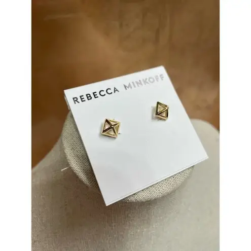 Rebecca Minkoff NWT  Minimalist Geometric Gold Tone Square Stud w/ Push‎ Backs