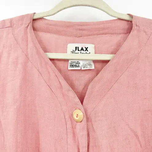 Flax Womens Boho Beachy Lagenlook Button Front 100% Linen Shirt Blouse Size S