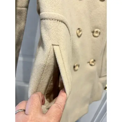 VTG Alorna Holly Plush Womens Short Wool Double Breasted Coat Off White Medium Brown